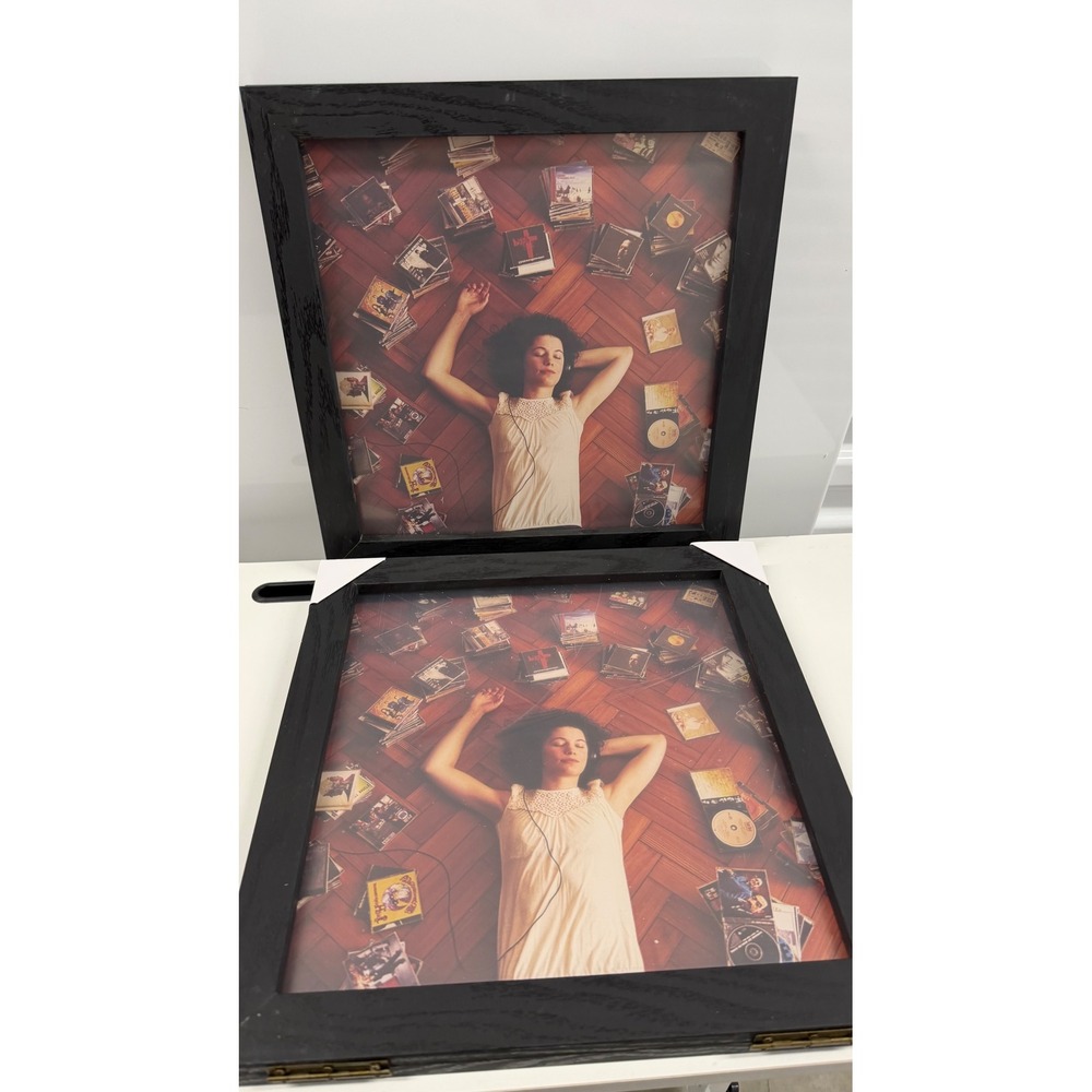 JJKLL 2 Pack Vinyl Record Album Display Frames Black Shadow Box Wall Decor